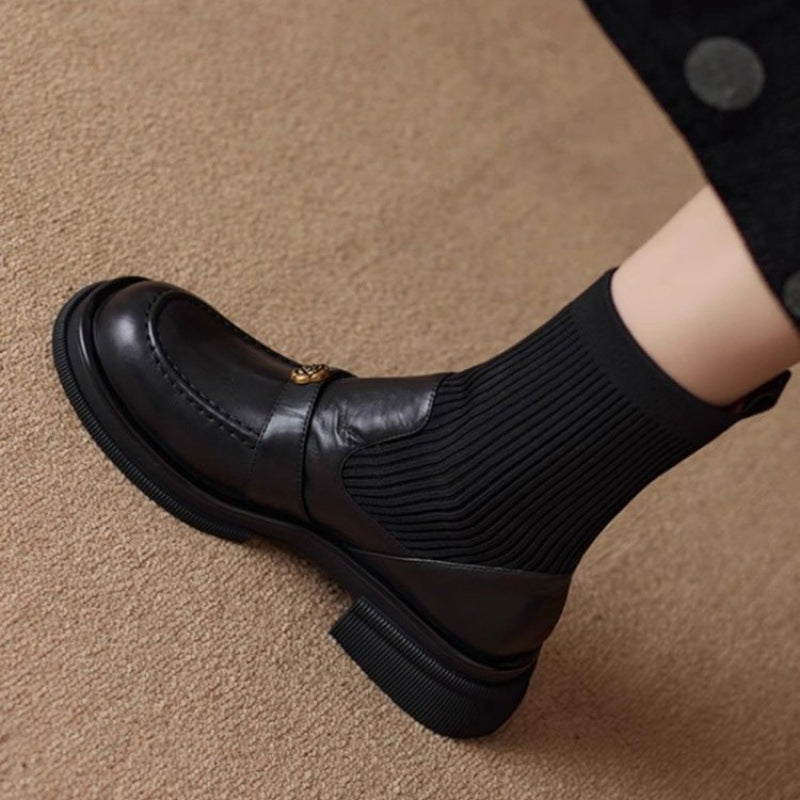 Damen Stiefel Elegante Atmungsaktiv Warm mit Strickdetail