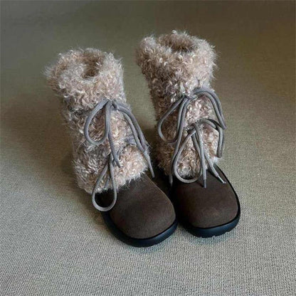 Weiche Winterboots Damen Flauschig Schnürsenkel Warm - BerlinGlamour