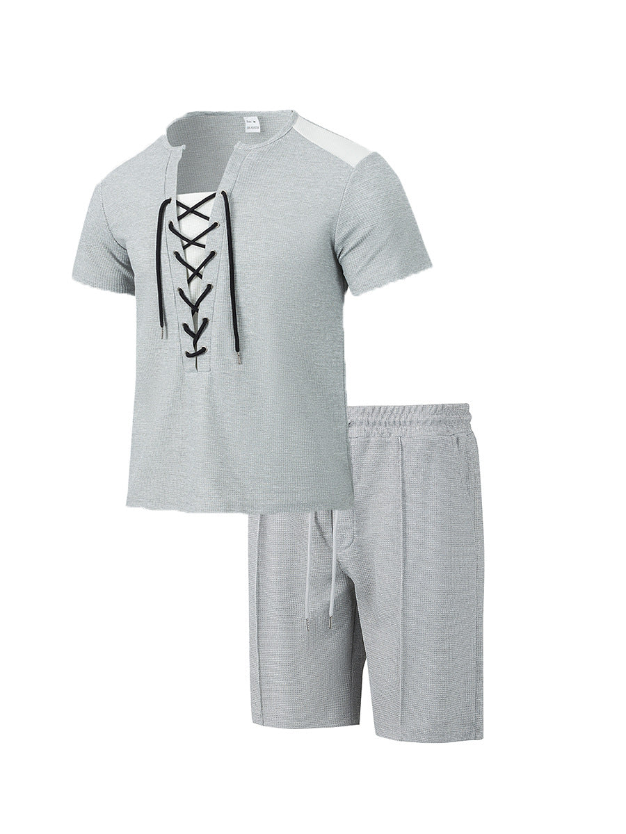 Herren Sportset Kurzarm Hemd elastische Hose