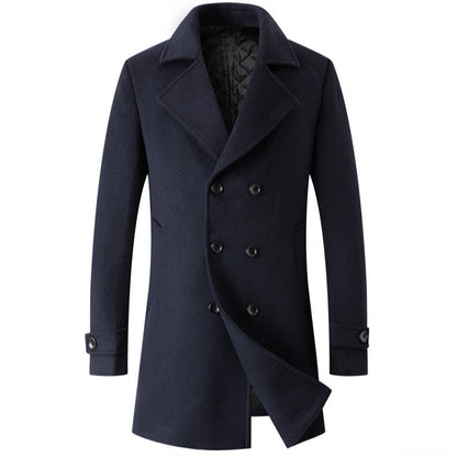 Herren Mantel Eleganter Woll-Doppelmantel Schwarz Qualität - BerlinGlamour