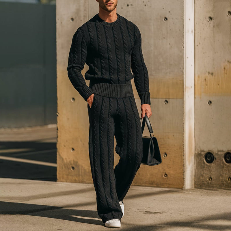 Herren Strickanzug Elastisch Kabelmuster Modern