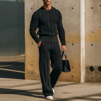 Herren Strickanzug Elastisch Kabelmuster Modern