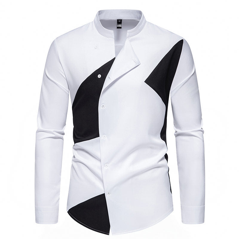 Herren Hemd Asymmetrisch Farbblock Modern Designer