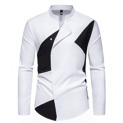 Herren Hemd Asymmetrisch Farbblock Modern Designer
