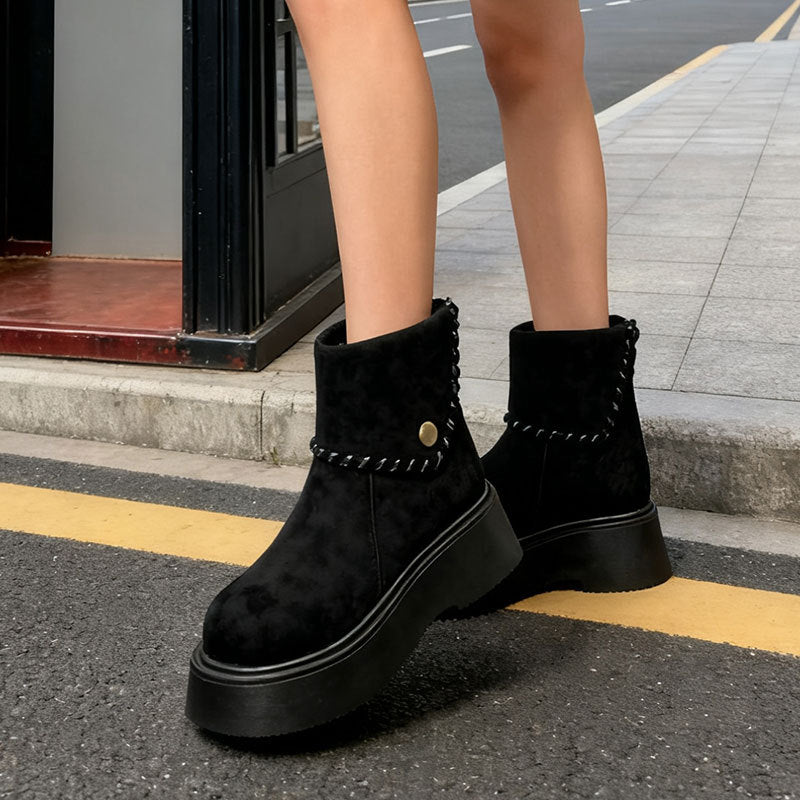 Damen Stiefel Kurz Modisch mit Weichem Innenfutter und Komfortsohle