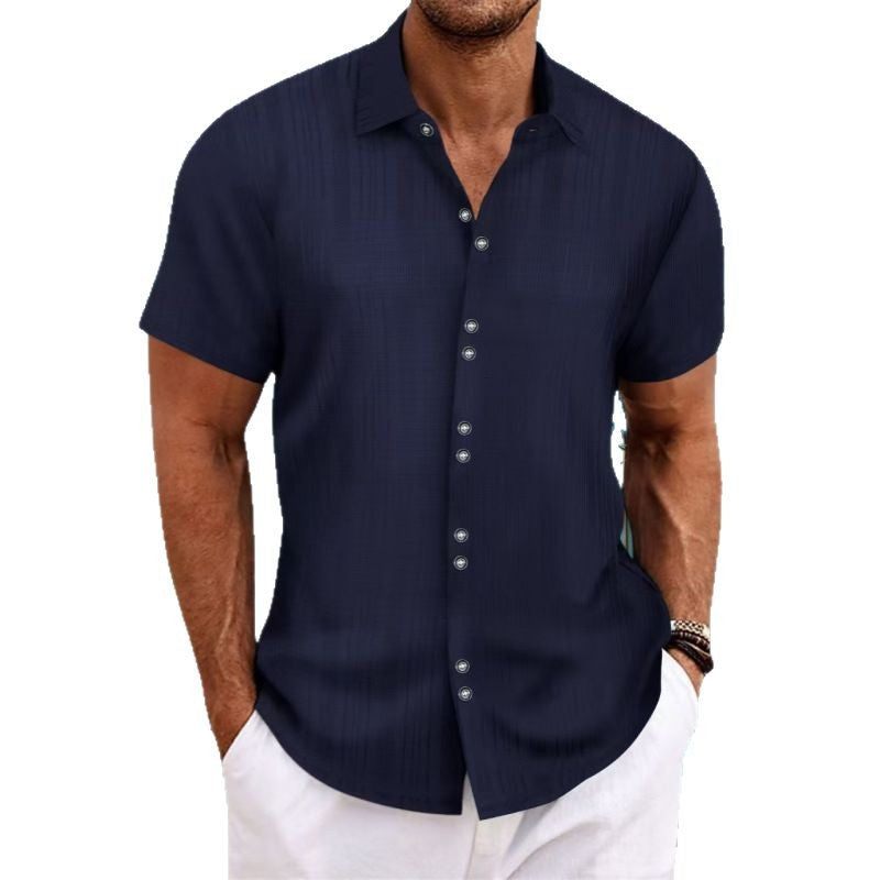 Herren Kurzarmhemd Elegantes Design Knopfleiste Modern
