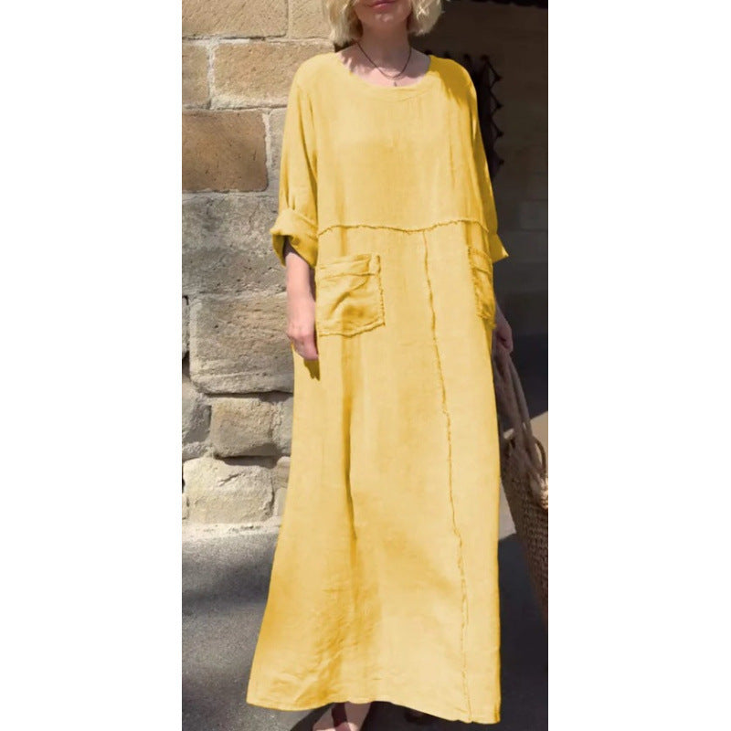 Langes, lässiges Plisseekleid mit langen Ärmeln von BerlinGlamour