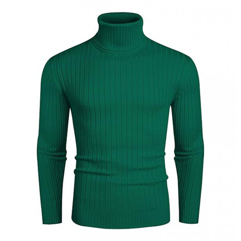 Herren Strickpullover Hochkragen Rippenmuster Modern