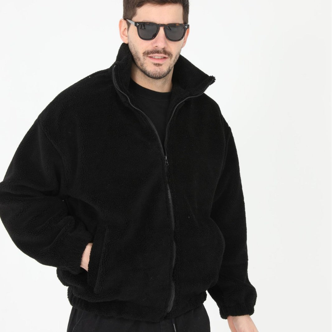 Herren Teddyjacke Warm Kuschelig Hochkragen Winterjacke