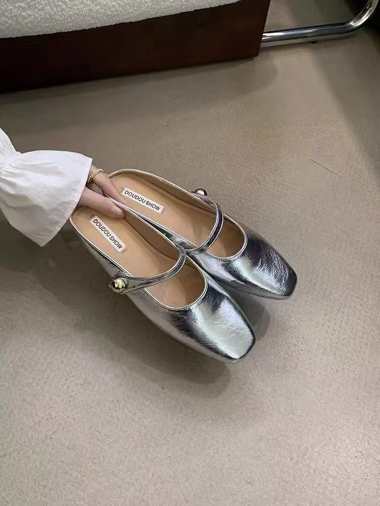 Damen Ballerinas Glänzend Elegant Schnalle Schuhe