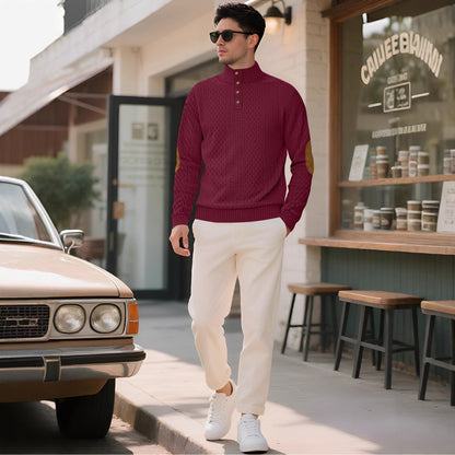 Herren Pullover Strick Eleganter Kragen Mit Knöpfen