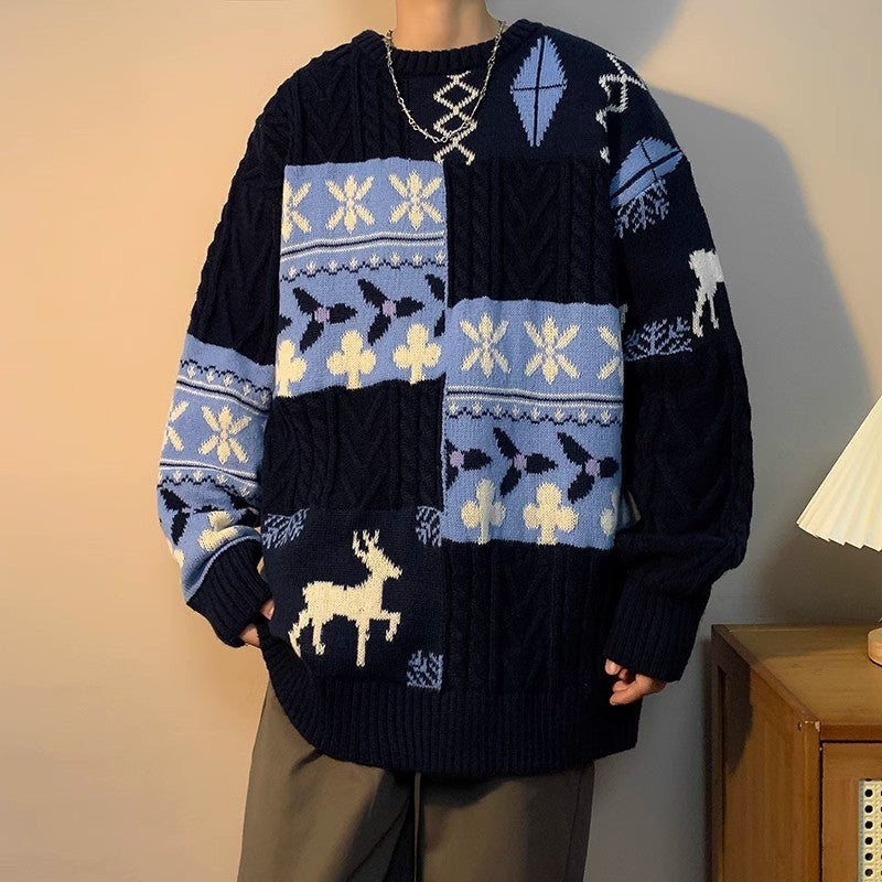 Grobstrickpullover Damen Gemustert Trendig Modern