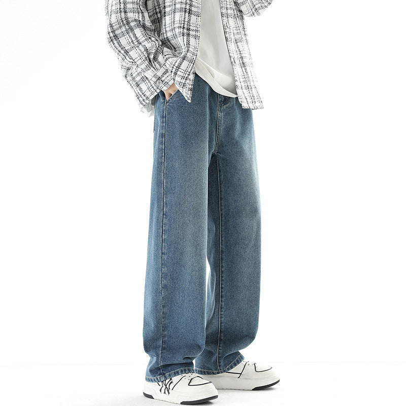 Herren Jeans Weite Bein mit hoher Taille und geradem Schnitt