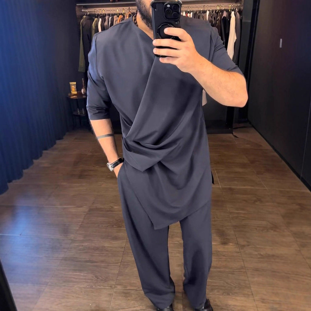 Herren Wickelbluse Stylisch Modern mit Drapierung