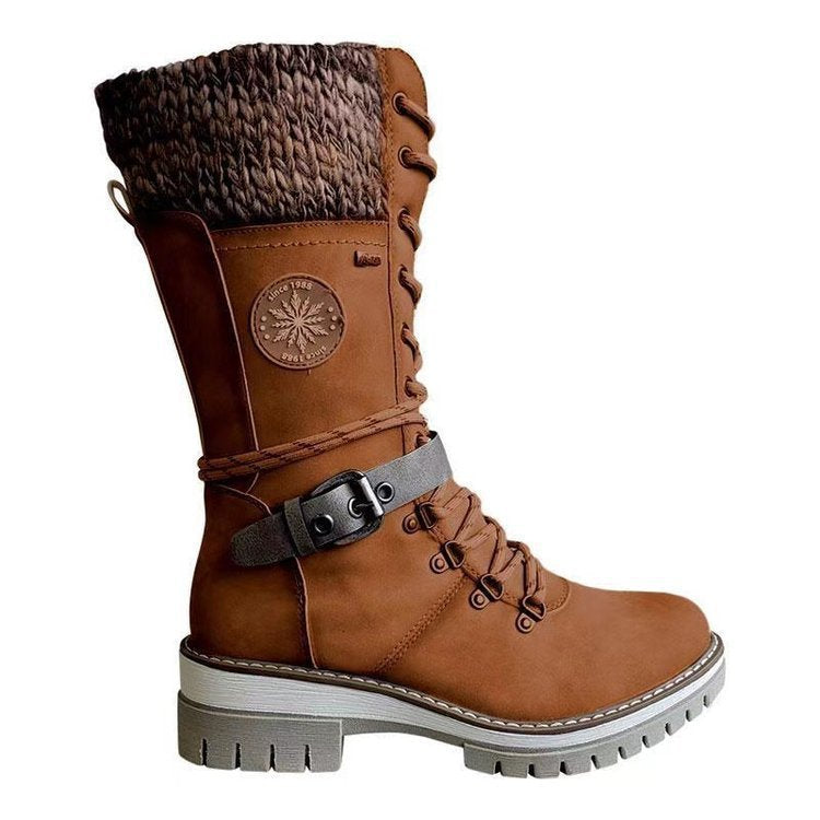 Damen Winterstiefel Schnürstiefel Kuschelig Warm