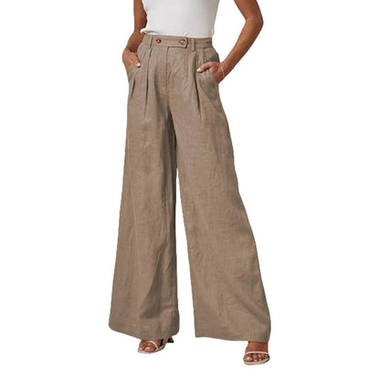 Damenhose Leinen Elegant Hochtailliert Damen