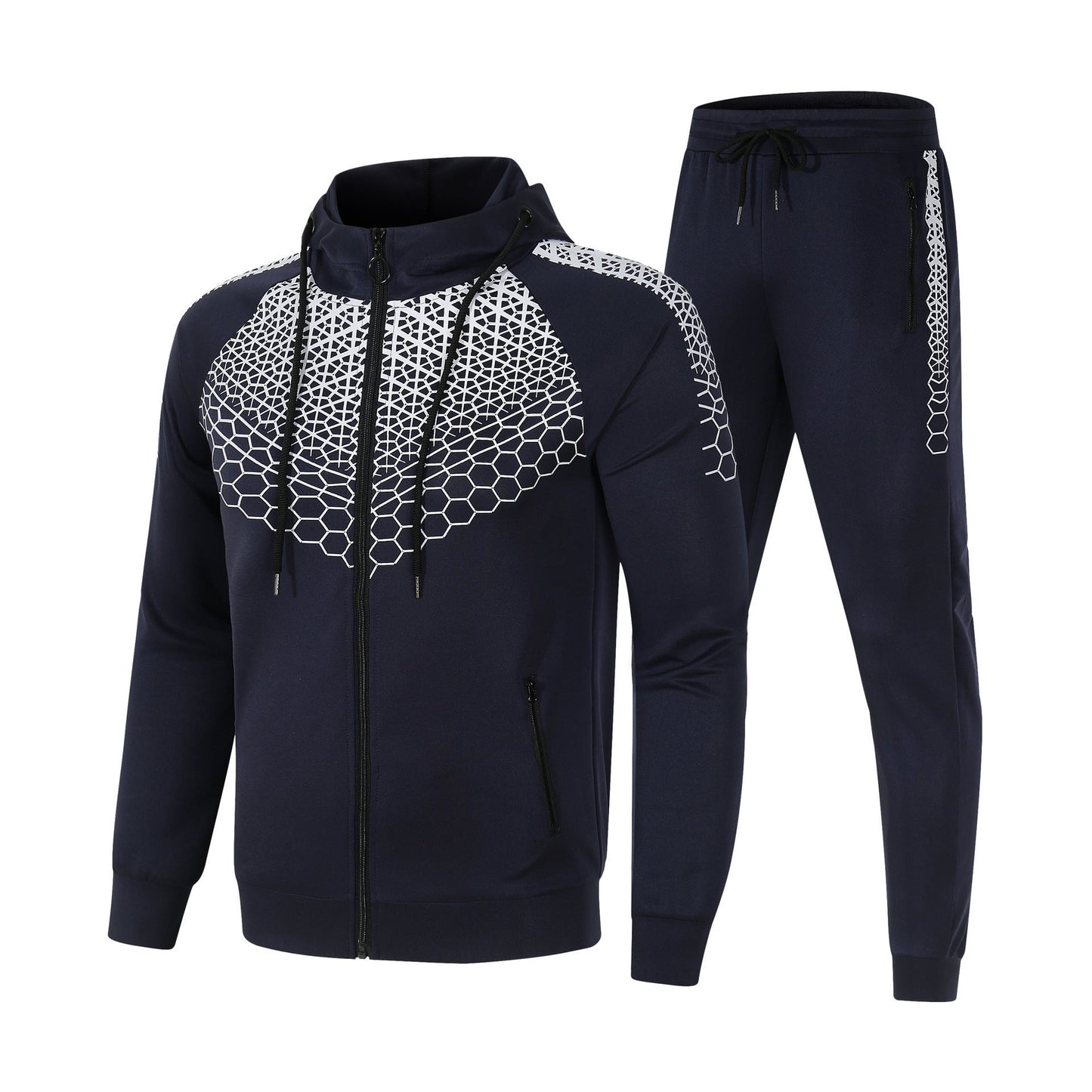 Herren Sportanzug Set Funktionelles Trainingsoutfit Wabenmuster