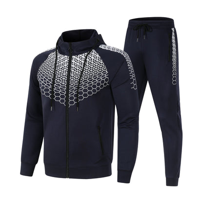 Herren Sportanzug Set Funktionelles Trainingsoutfit Wabenmuster