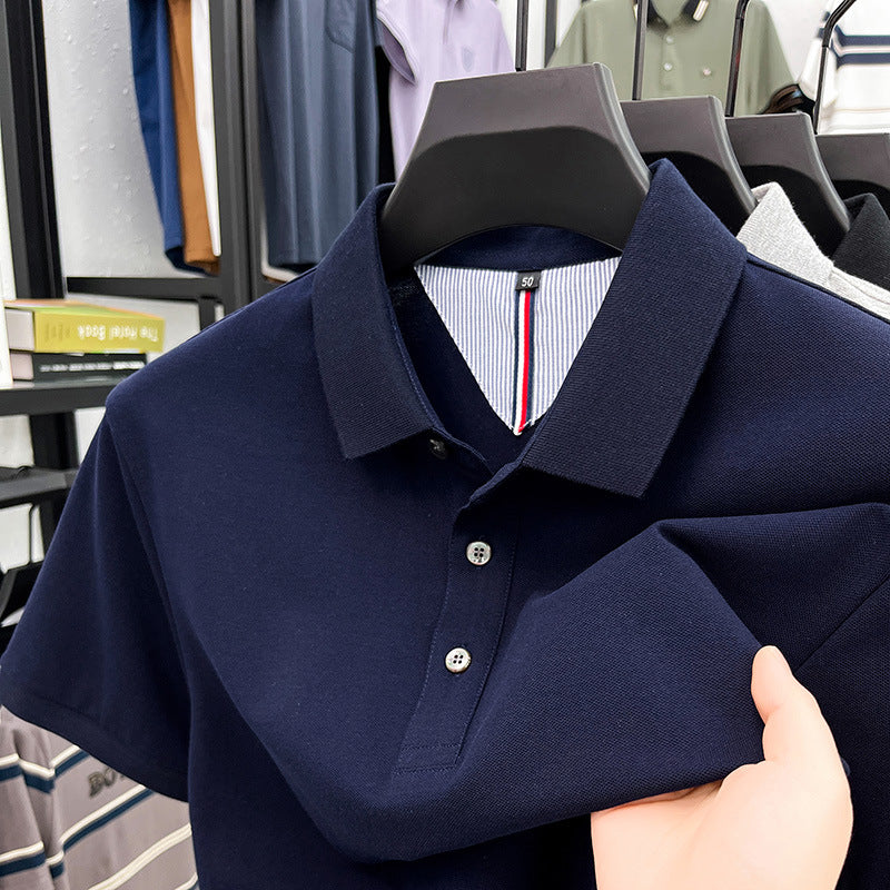 Herren Polohemd Kurzarm Elegantes Piqué-Hemd Mit Knöpfen