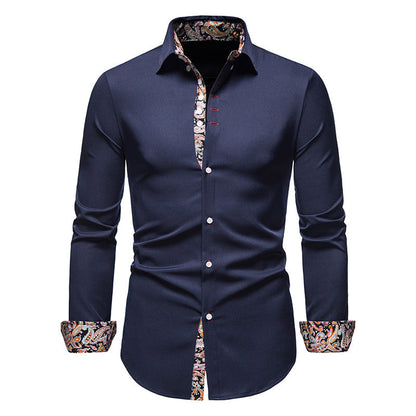 Elegantes Herren Langarmhemd Paisley Muster Modern