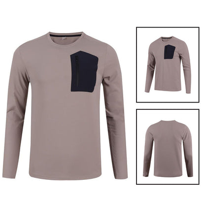 Herren Langarmshirt Funktionsshirt mit Brusttasche Sportlich