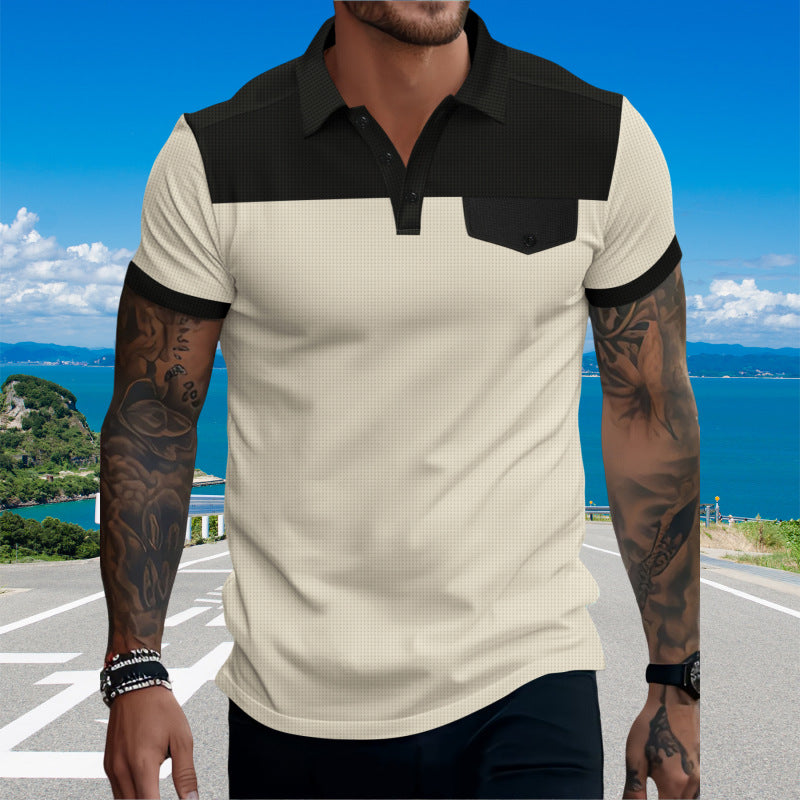Herren Polohemd Sportlich Modern Kontrast Kragen