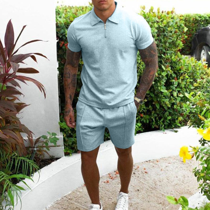 Herren Sportset Kurzarm Elastischer Bund Sportlich