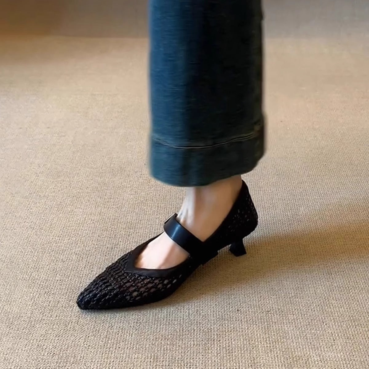 Damen Ballerinas Atmungsaktiv Netzdesign Elegant