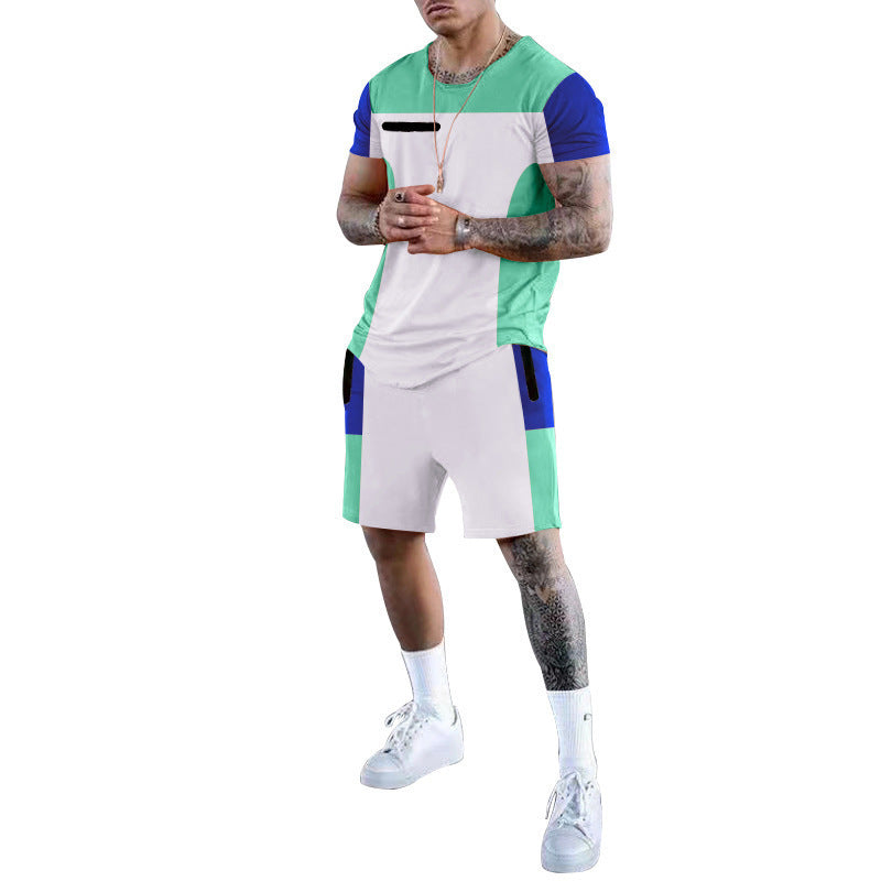 Herren Sportset Kurzarm Modern Farbblock