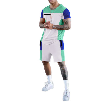 Herren Sportset Kurzarm Modern Farbblock