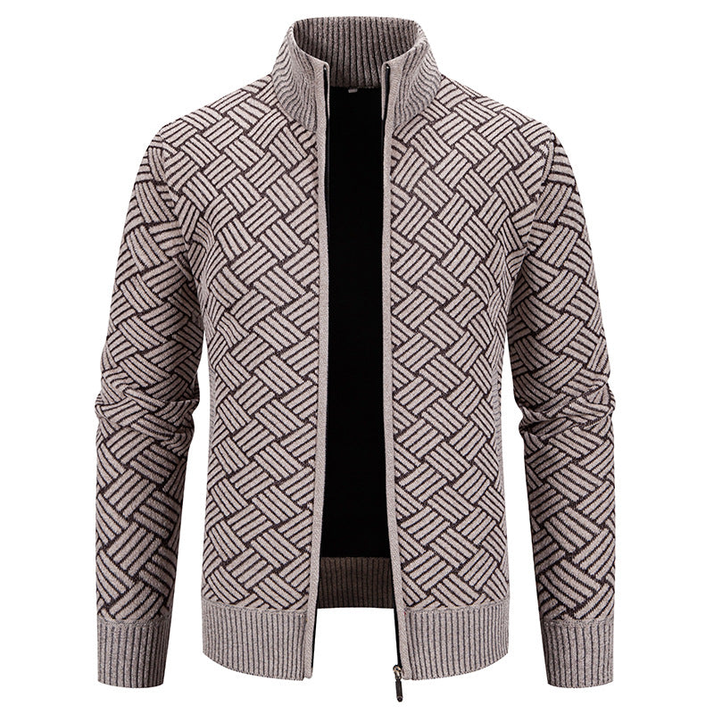 Herren Strickjacke Karomuster Modern Geschnürt - BerlinGlamour