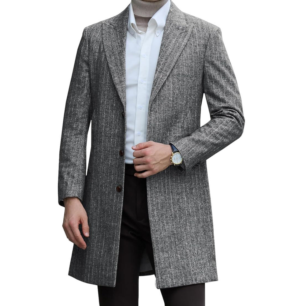 Herren Wollmantel Eleganter Luxus Mantel Mit Taschen