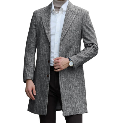 Herren Wollmantel Eleganter Luxus Mantel Mit Taschen