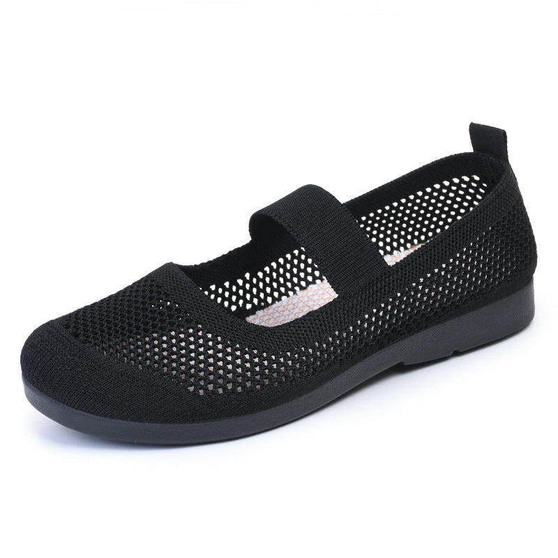 Damen Ballerinas atmungsaktiv Strick elastisch