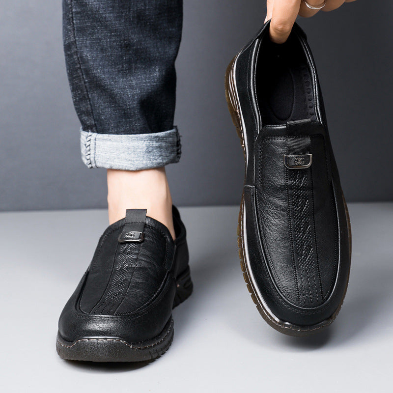 Herren Mokassins Bequem Elastisch Stylisch Schwarze Lederschuhe