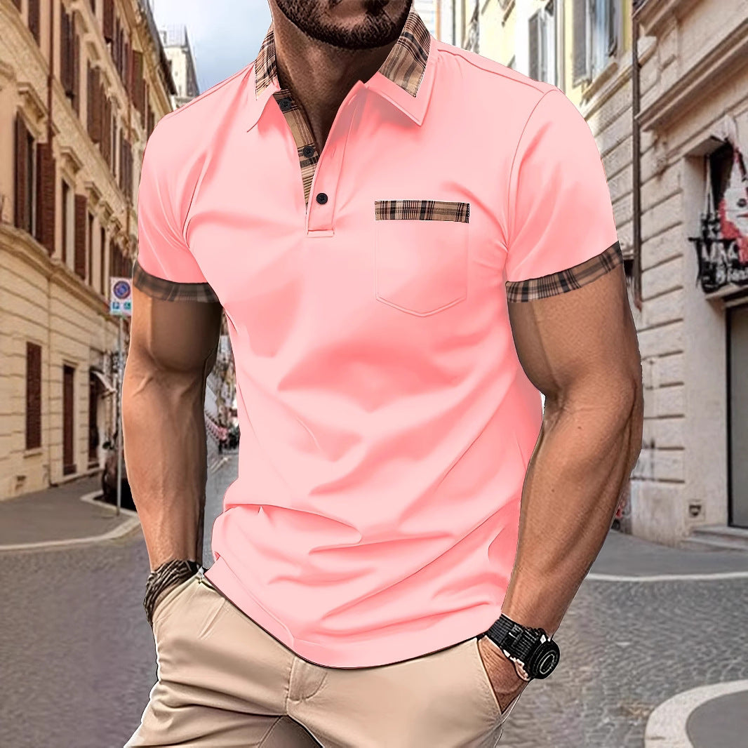 Herren Polohemd Kurzarm Kariert Modern