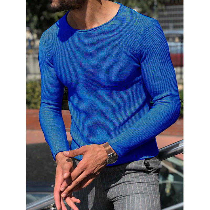 Herren Langarmshirt Modern Strukturiert Slim Fit