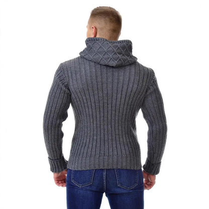 Herren Strickpullover Rautenmuster Modern Schwarz