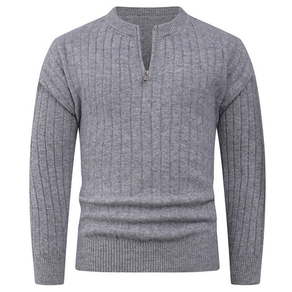 Herren Pullover Strick Modern mit Hochkragen und Reißverschluss - BerlinGlamour