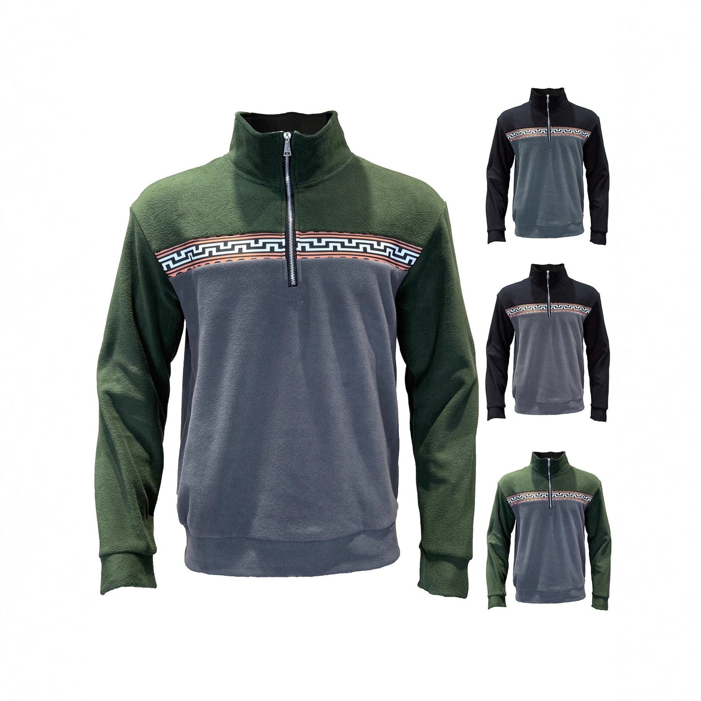 Herren Fleece-Pullover Stehkragen Modern Farbig - BerlinGlamour