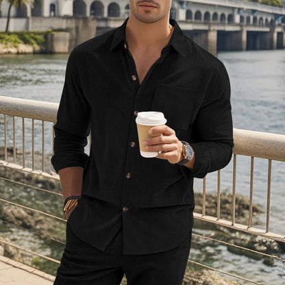 Elegantes Herren Langarmhemd Streifen Modern