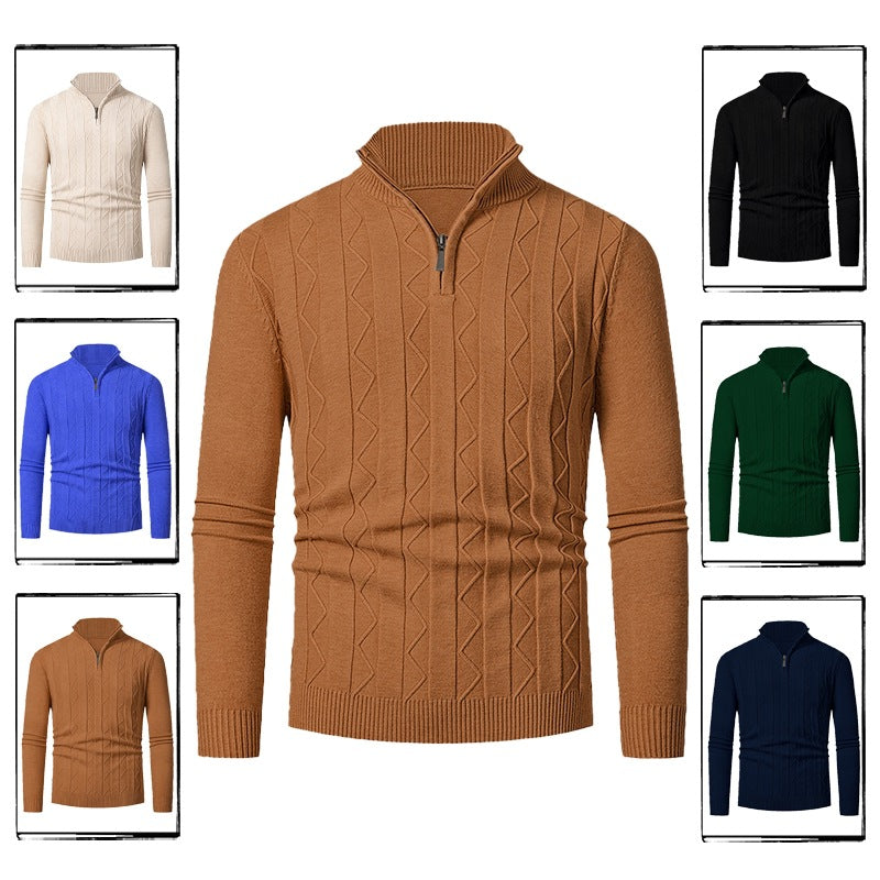 Herren Pullover Modern Stehkragen Struktur Muster - BerlinGlamour