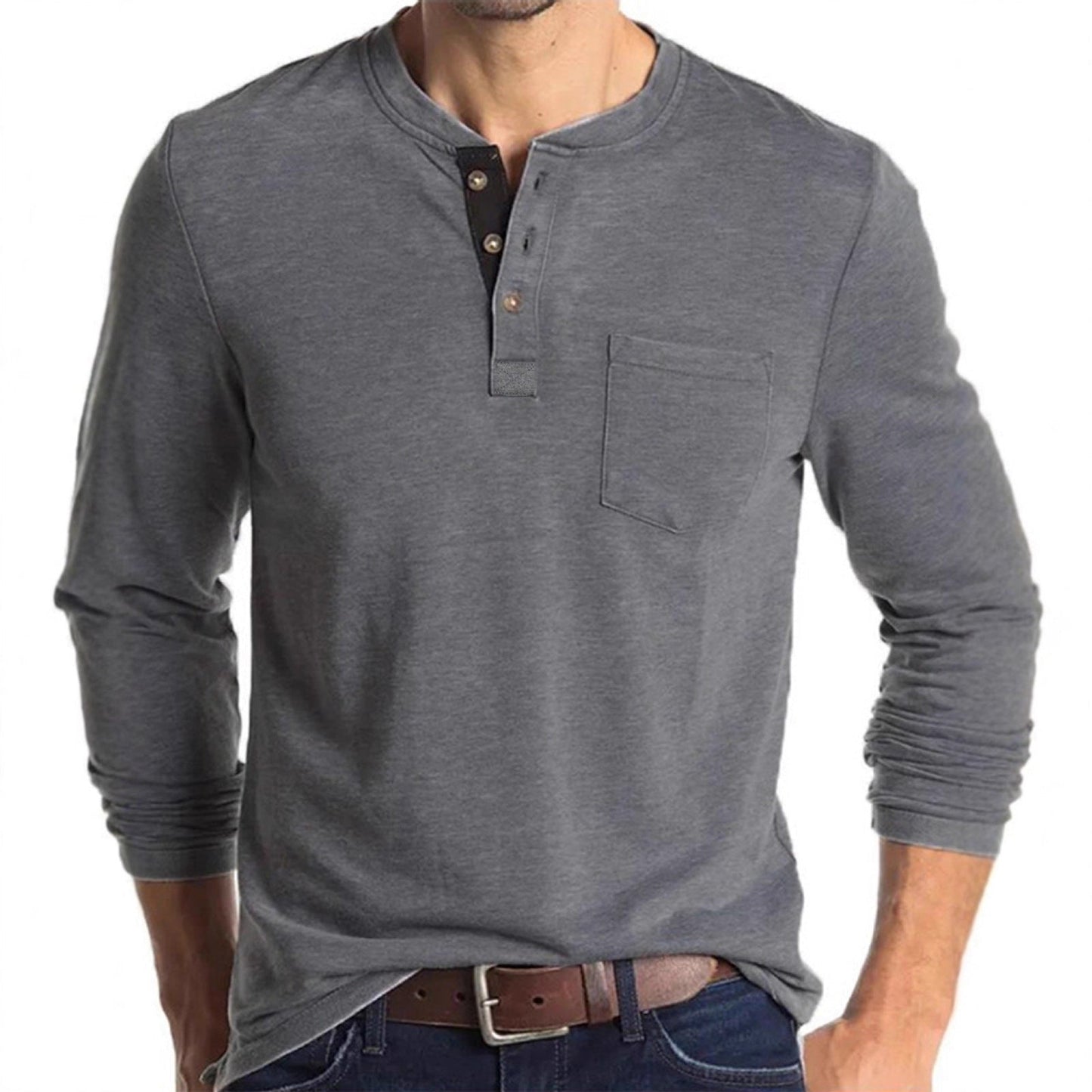 Herren Hemd Langarm mit Brusttasche Modern Elegant