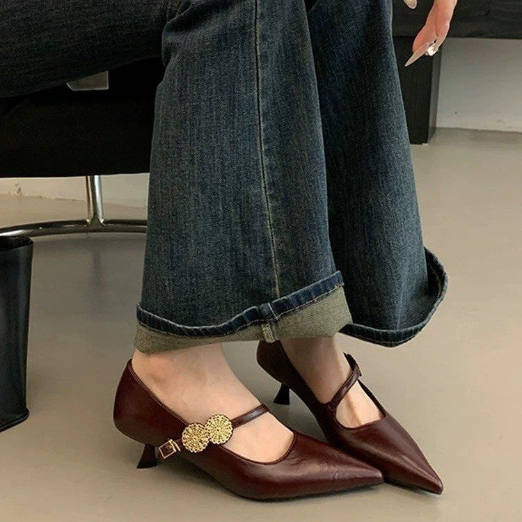 Damen Sling Pumps Hochhackig Leder Schuhe Elegant