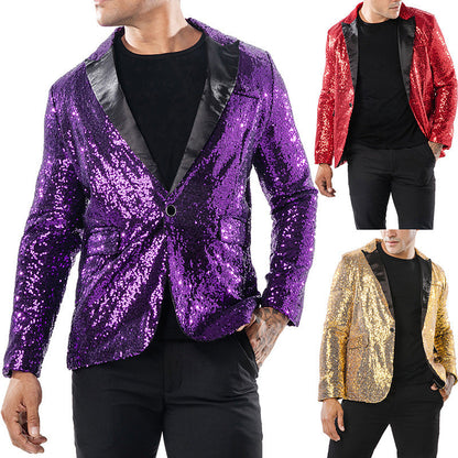 Herren Sakko Glitzernd Pailletten Anzug Jacke - BerlinGlamour