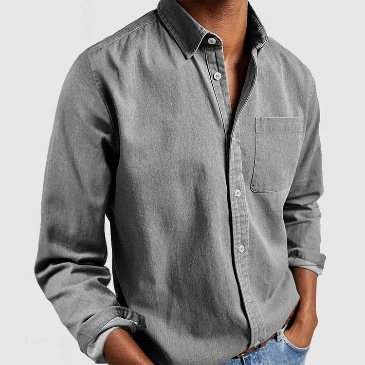 Herren Leichtes Freizeithemd Baumwolle Relaxed Fit