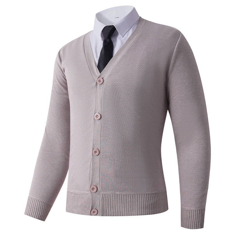 Herren Strickjacke V-Ausschnitt Knopfverschluss Modern