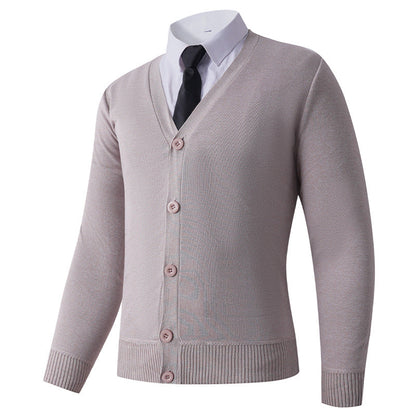 Herren Strickjacke V-Ausschnitt Knopfverschluss Modern