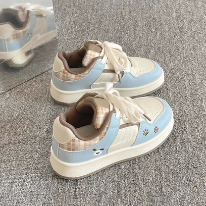 Damen Sneaker Karomuster Bequem Moderne Dämpfung