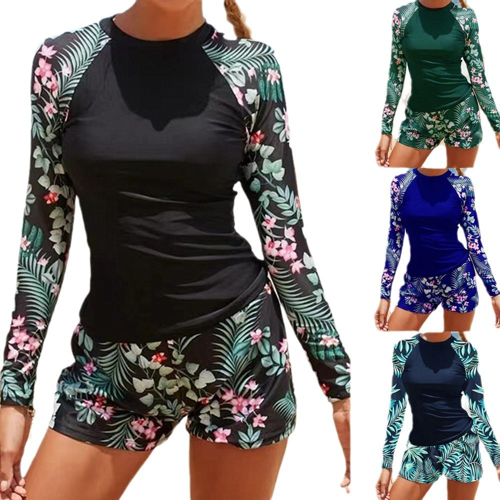 Damen Badeanzug UV-Schutz Langarm mit Shorts Damenbademode